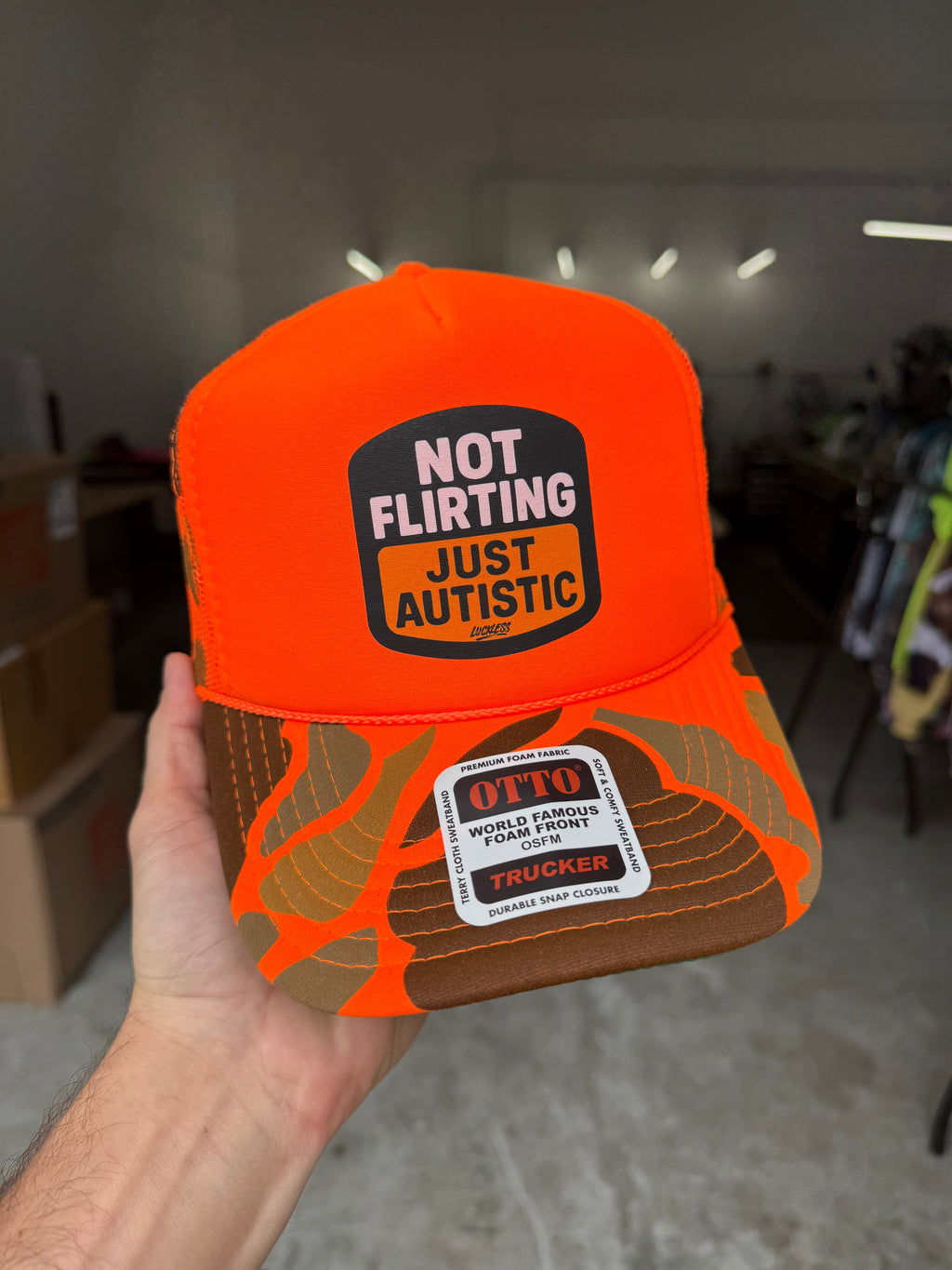 Not Flirting Just Autistic | Funny Men's and Women's Adjustable Snapback Foam Trucker Hat