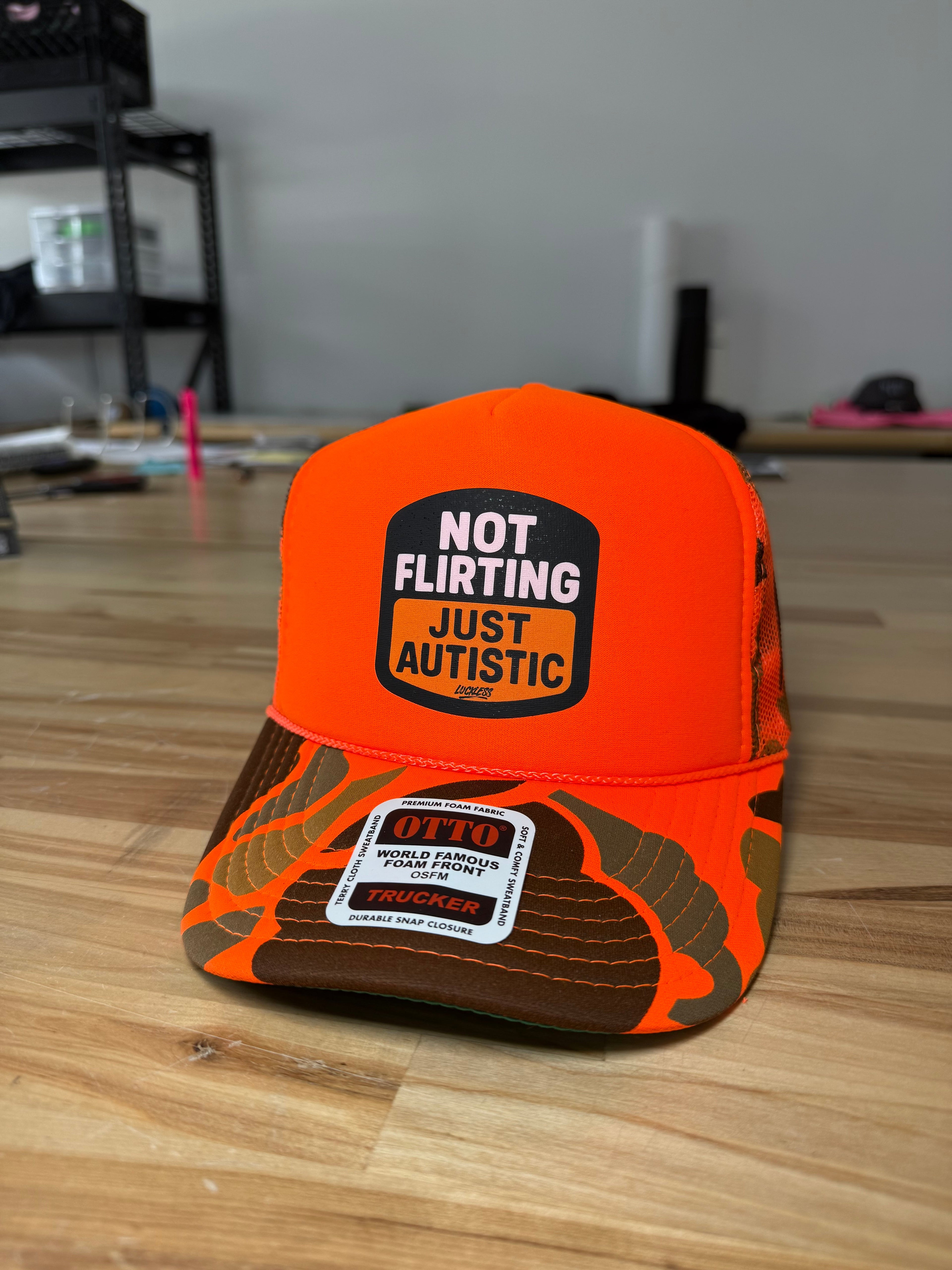 Not Flirting Just Autistic | Funny Men's and Women's Adjustable Snapback Foam Trucker Hat