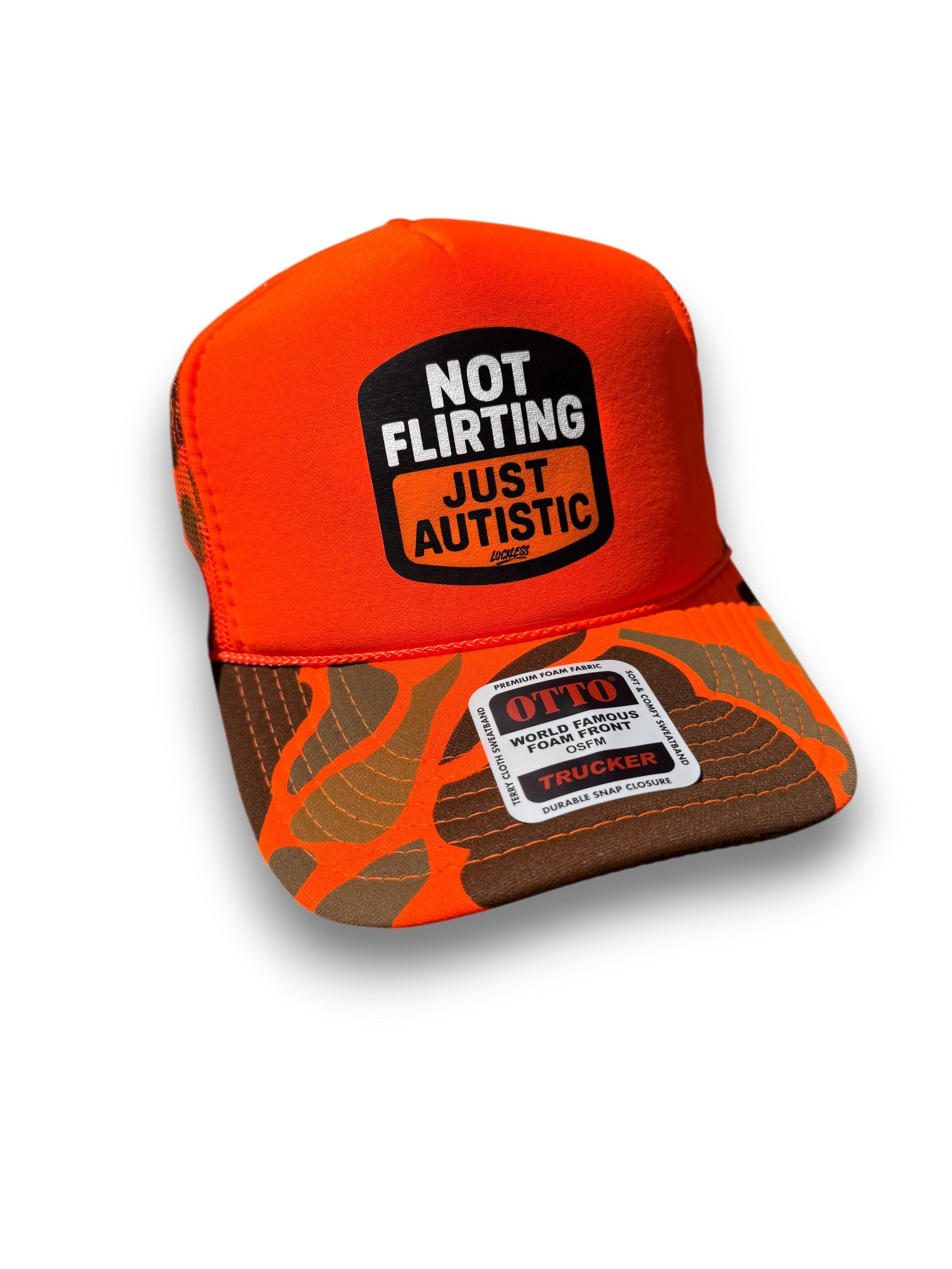 Not Flirting Just Autistic | Funny Men's and Women's Adjustable Snapback Foam Trucker Hat