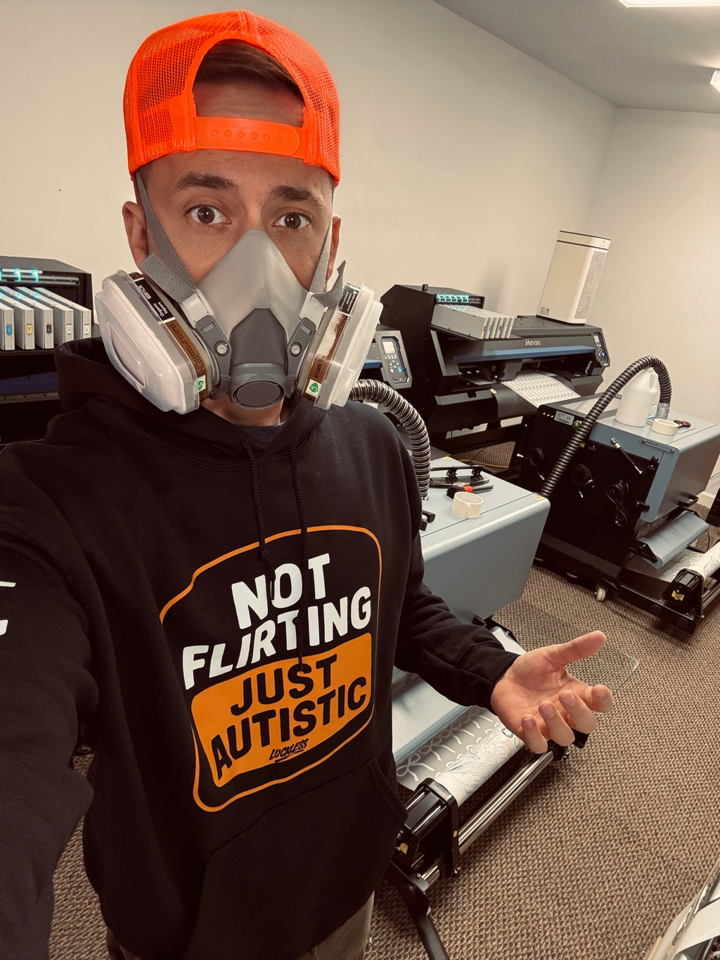 Not Flirting Just Autistic | Funny Men's and Women's Black Graphic Hoodie