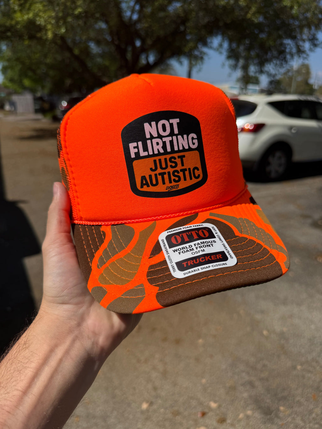 Not Flirting Just Autistic | Funny Men's and Women's Adjustable Snapback Foam Trucker Hat