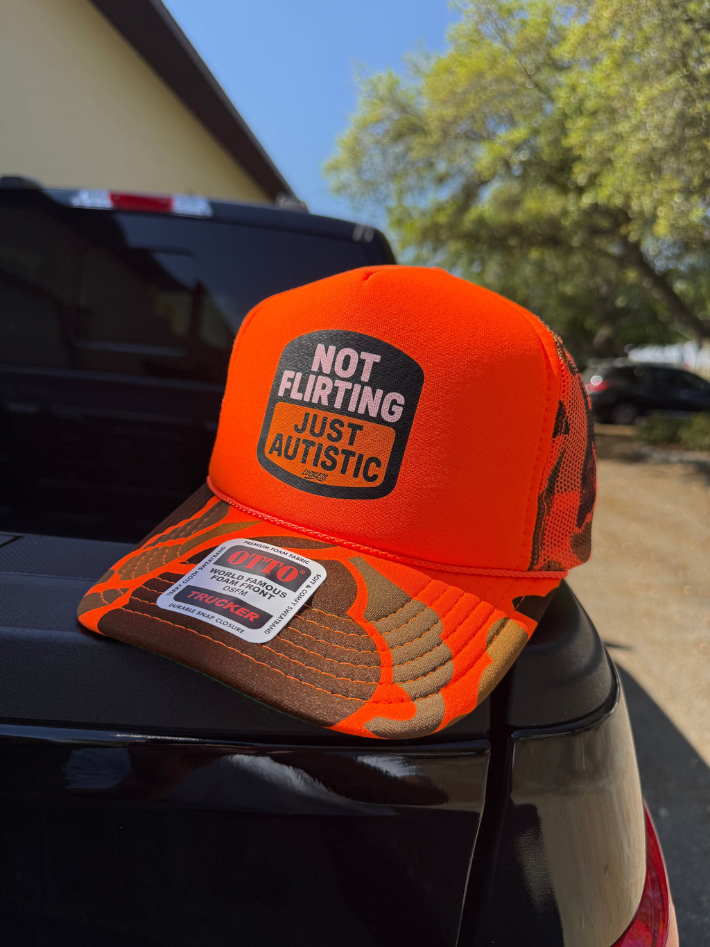 Not Flirting Just Autistic | Funny Men's and Women's Adjustable Snapback Foam Trucker Hat