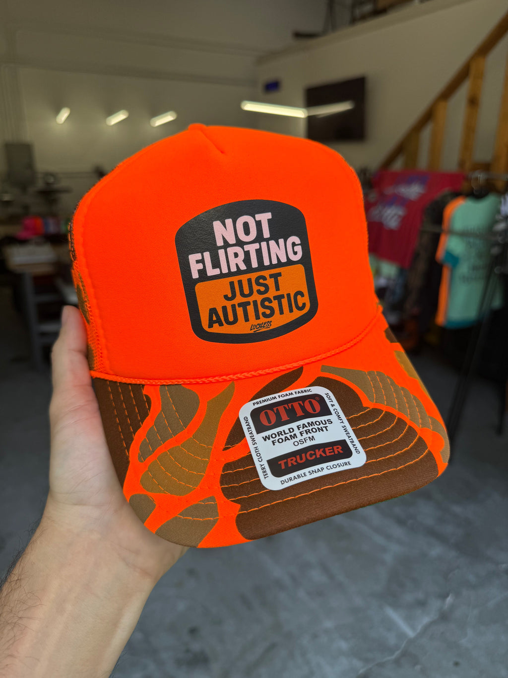 Not Flirting Just Autistic | Funny Men's and Women's Adjustable Snapback Foam Trucker Hat
