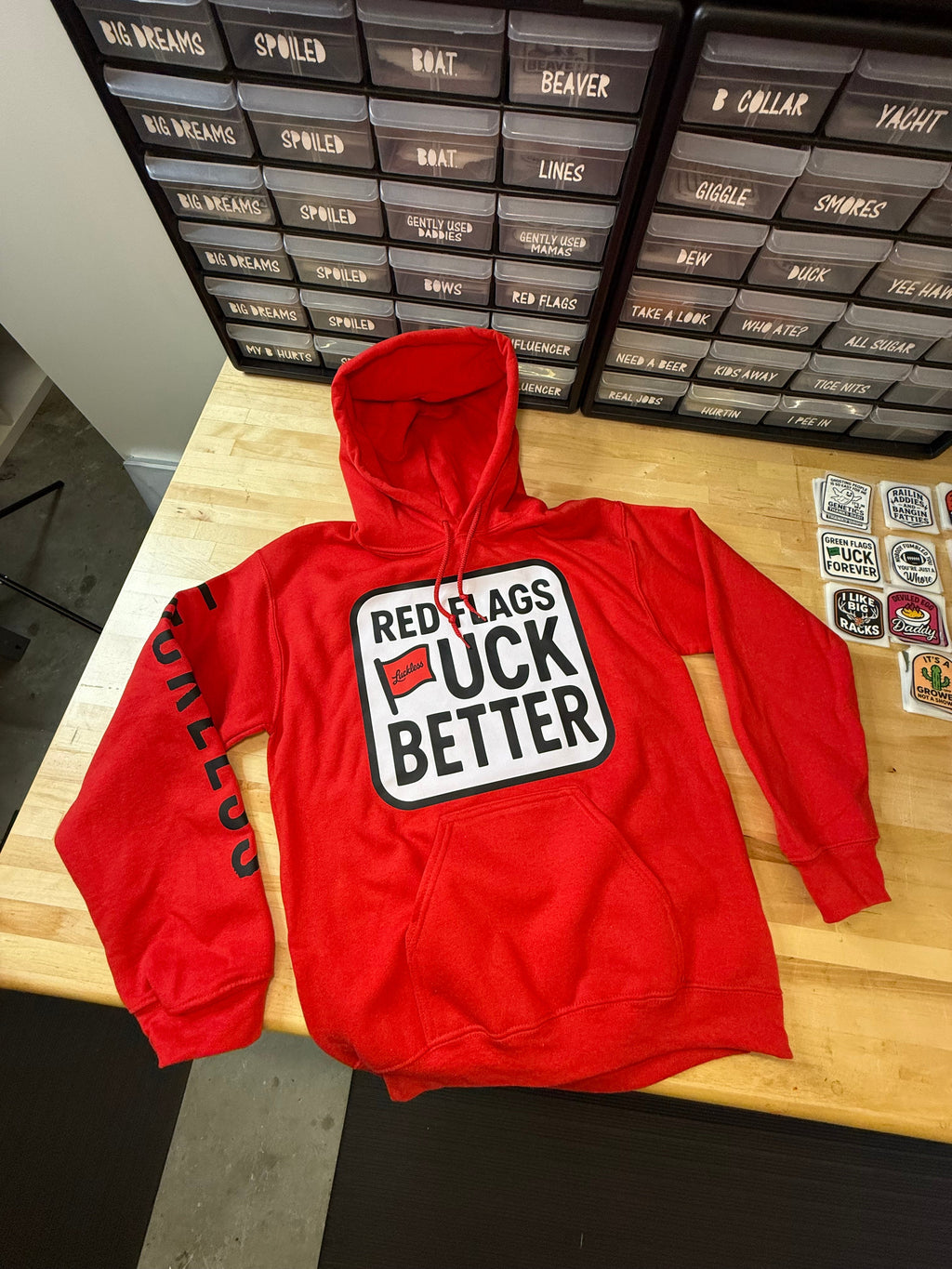 Red Flags Fuck Better | Men's and Women's Red/Black Statement Hoodie