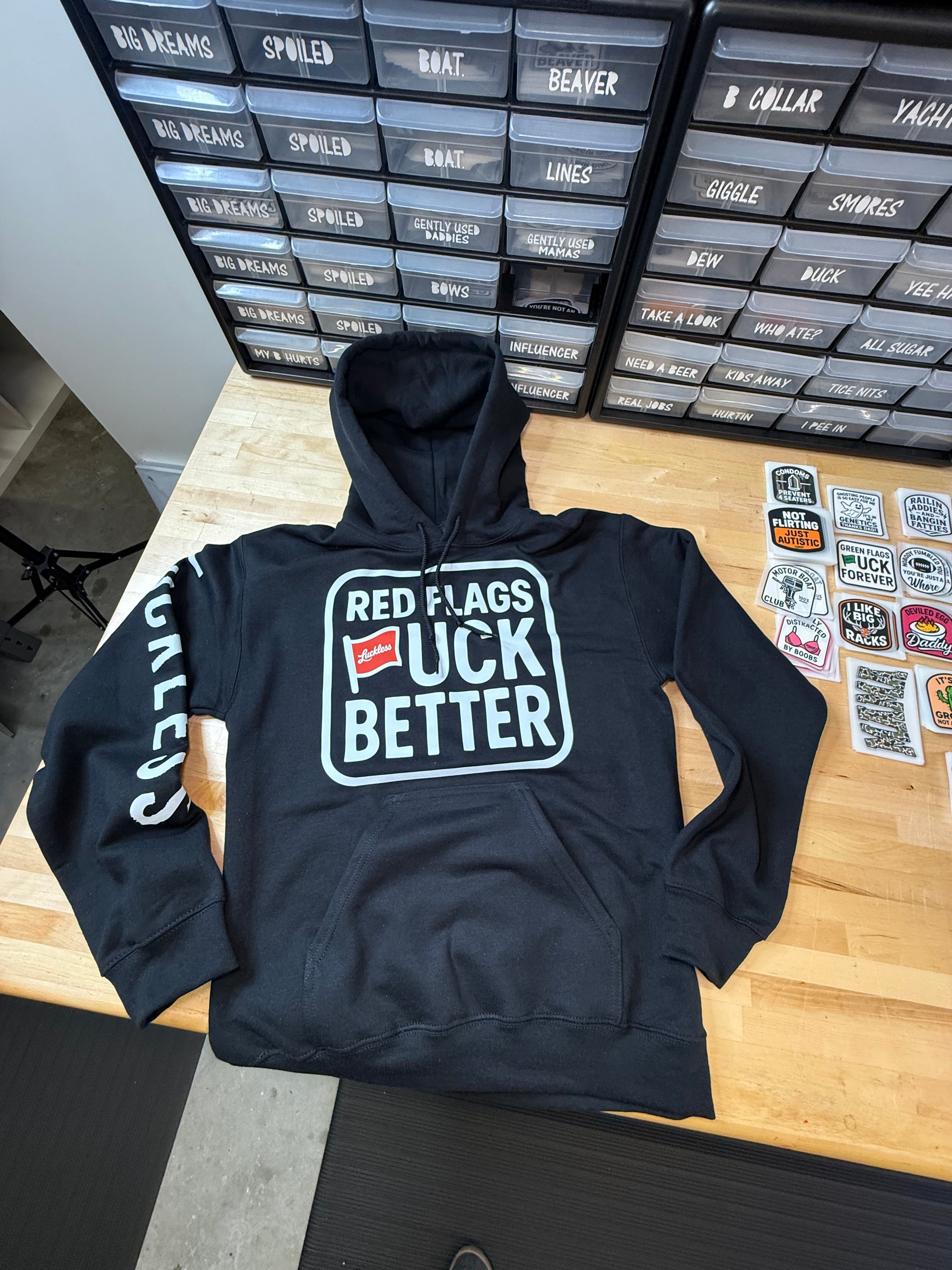 Red Flags Fuck Better | Men's and Women's Red/Black Statement Hoodie
