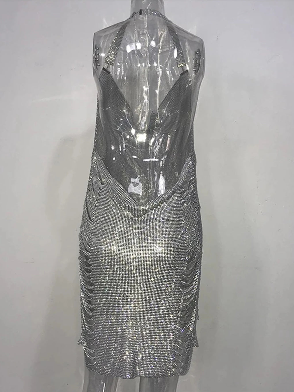 Sexy Bling Metal Body Chain Rhinestone Summer Dress