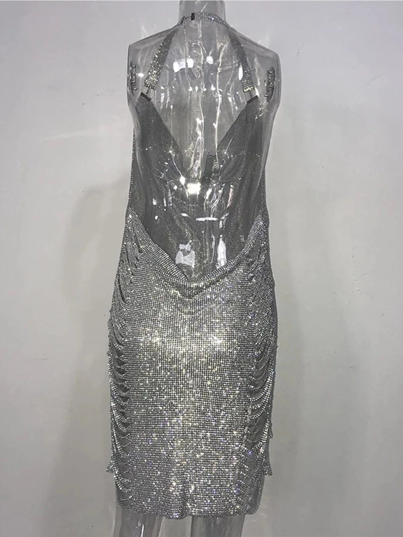 Sexy Bling Metal Body Chain Rhinestone Summer Dress