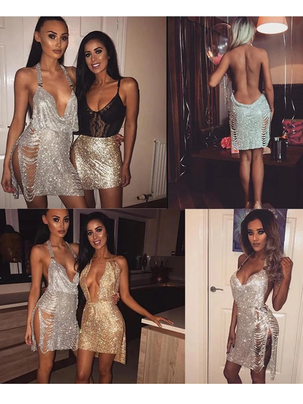 Sexy Bling Metal Body Chain Rhinestone Summer Dress