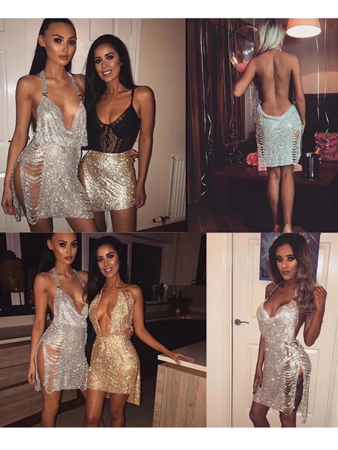 Sexy Bling Metal Body Chain Rhinestone Summer Dress
