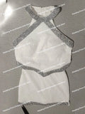 Cute Blue Celebrity Dresses With Silver Edge Sparkle Sequins Mini Cocktail Dresses Short Two Pieces Perform Dresses New in 2024