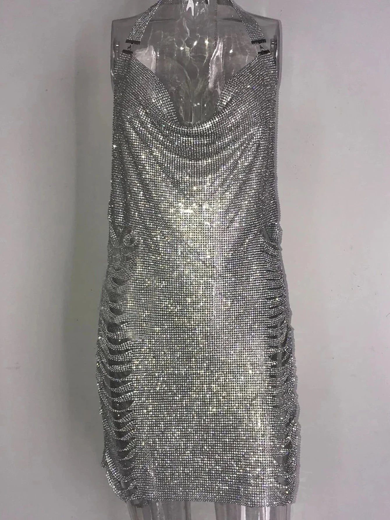 Sexy Bling Metal Body Chain Rhinestone Summer Dress