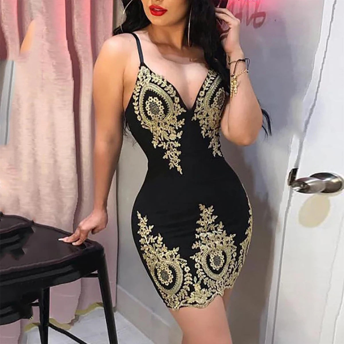 Sexy Summer Party Halter Dress Sleeveless Slim-Fit Mini Dress